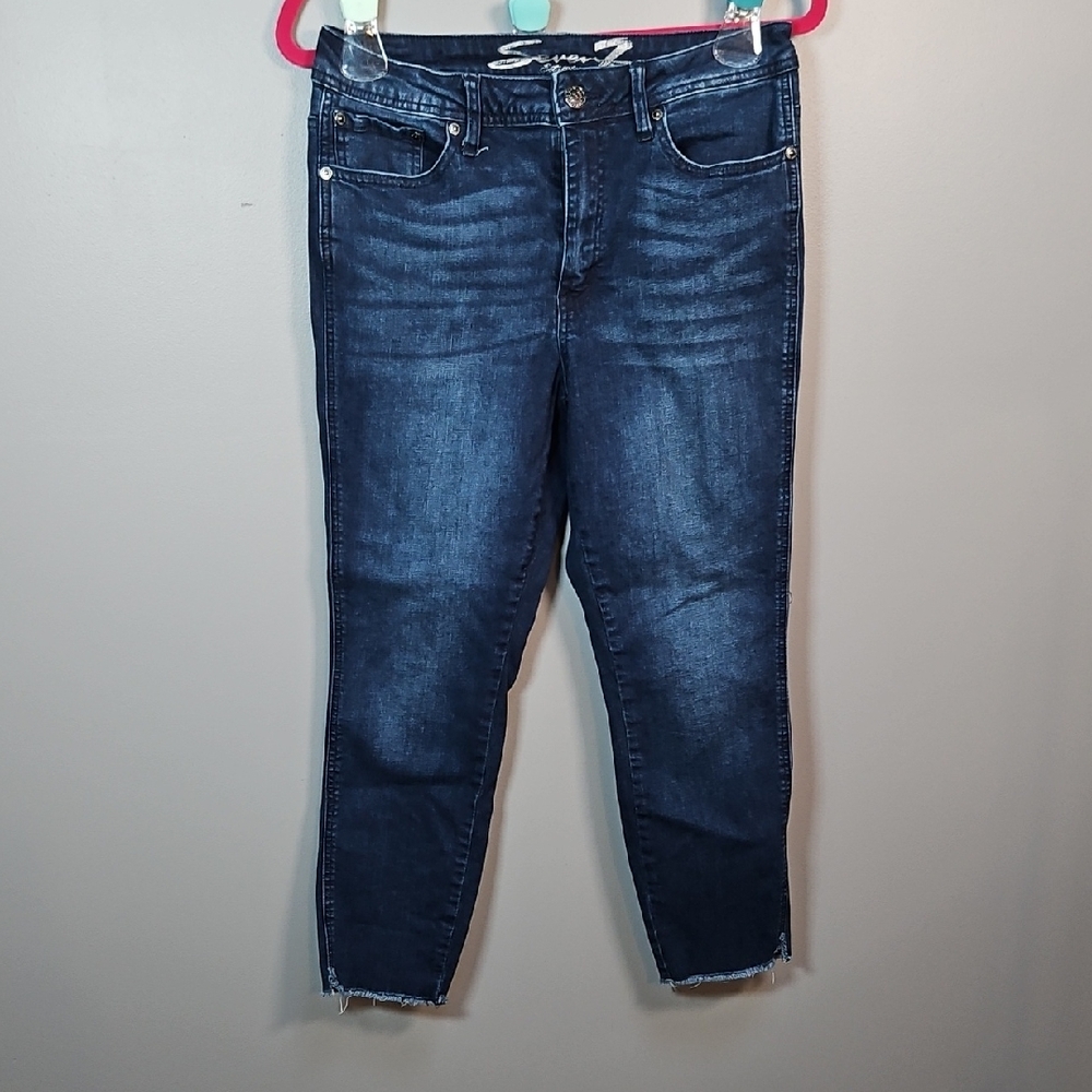 Seven7 Women's Midnight Blue High Rise Ankle Jeans